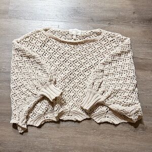 Cute Cream crochet Knit Sweater